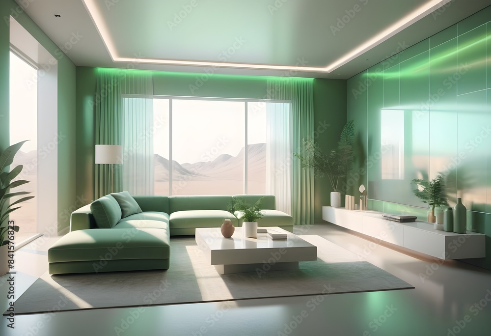 Fototapeta premium Photo modern style conceptual interior room 3d illustration