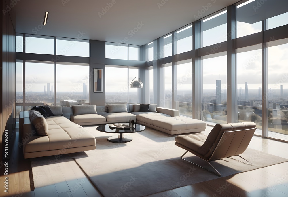 Fototapeta premium Photo modern style conceptual interior room 3d illustration