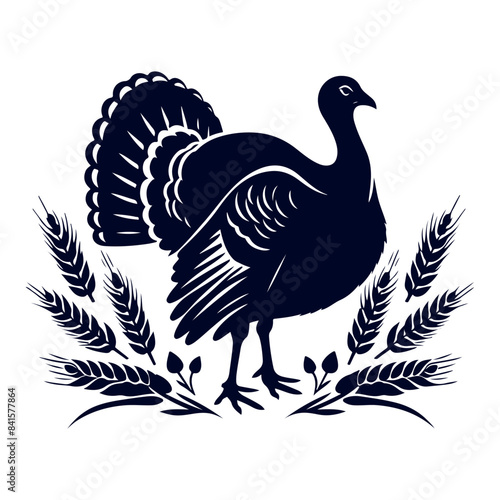 Turkey silhouette Clip art isolated vector illustration on white background