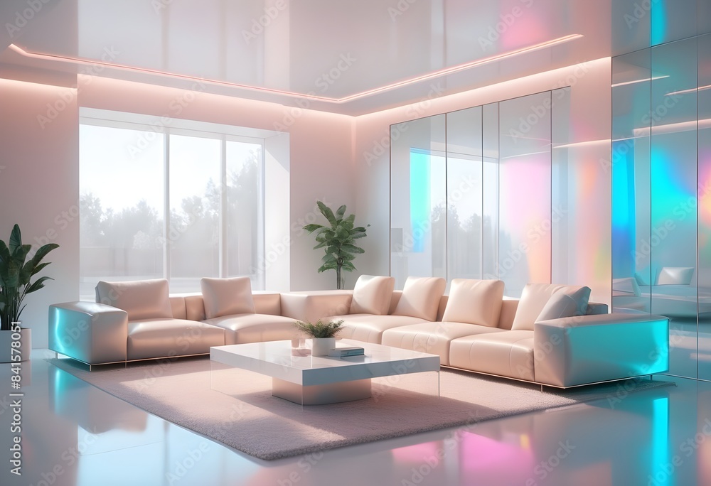 Fototapeta premium Photo modern style conceptual interior room 3d illustration