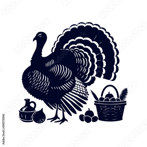 Turkey silhouette Clip art isolated vector illustration on white background