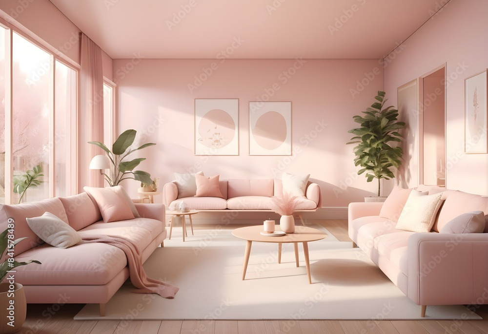 Fototapeta premium Photo modern style conceptual interior room 3d illustration