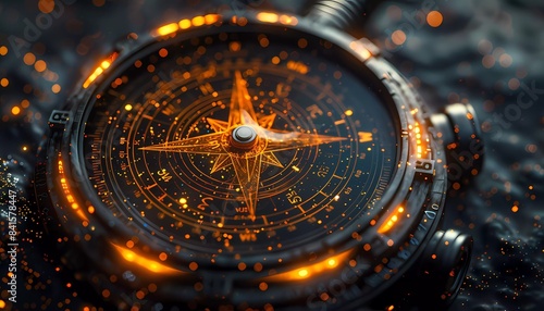 Wallpaper Mural AI Legal Navigator, of a futuristic compass guiding a ship through legal storms,  Torontodigital.ca