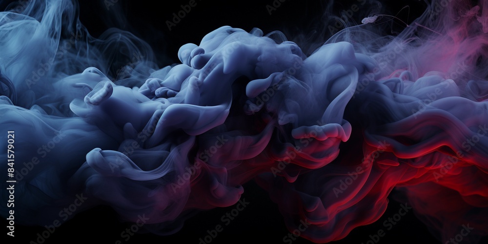 Obraz premium Red and Purple Ink Swirls Merging in Water on Black Background