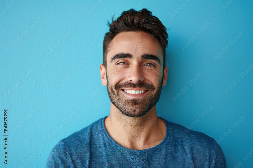 Obraz premium A close up portrait of a young man with a subtle smile