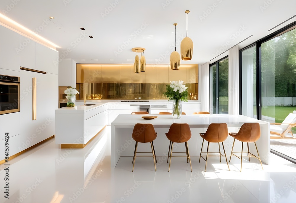 Fototapeta premium Photo modern style conceptual interior room 3d illustration