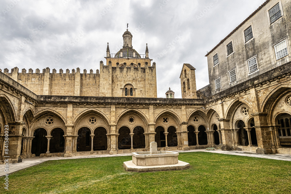 Gothic romanesque cloister of old Coimbra Cathedral, Se Velha de Coimbra in Portugal Gothic romanesque cloister of old Coimbra Cathedral, Se Velha de Coimbra in Portugal