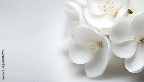 white flowers on a white background with empty space 