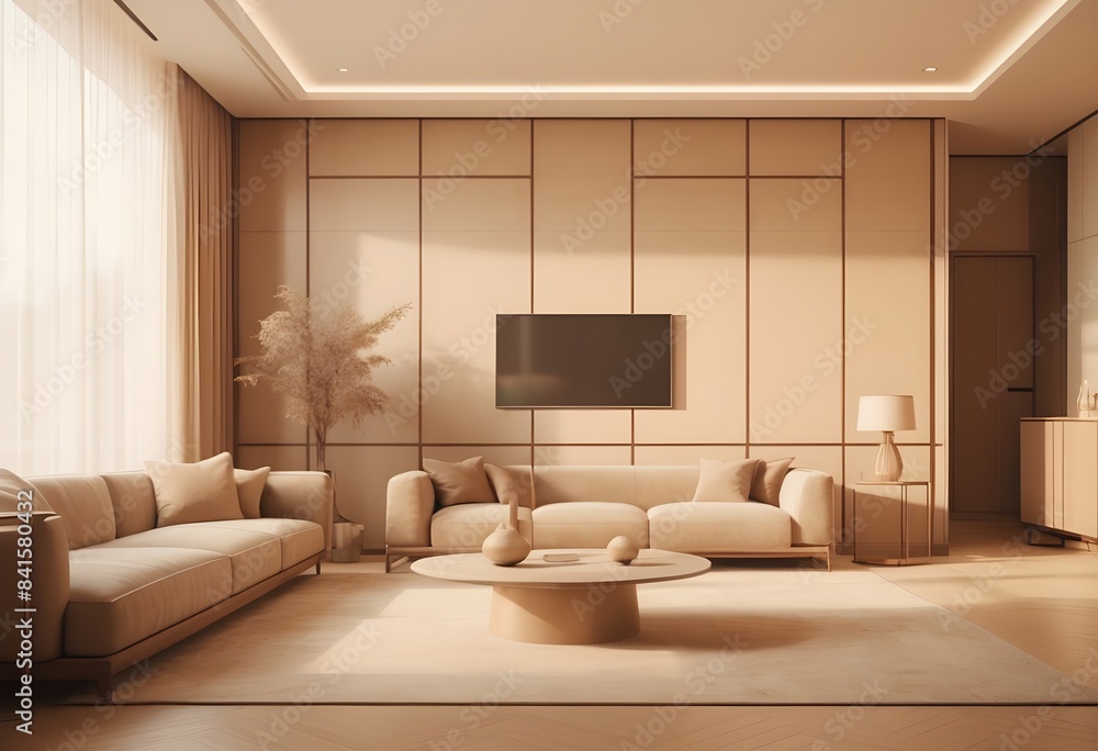 Fototapeta premium Photo modern style conceptual interior room 3d illustration