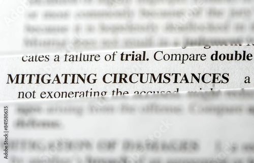 Tableau sur toile close up photo of the words mitigating circumstances