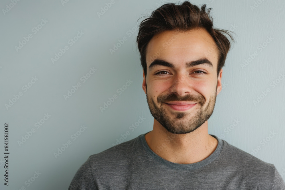 Obraz premium A close up portrait of a young man with a subtle smile