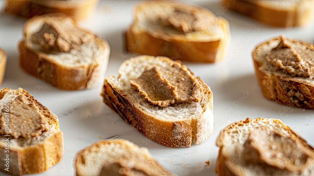 A Spread of Creamy Delight: Toasted Baguette With Rich Paste A Spread of Creamy Delight: Toasted Baguette With Rich Paste