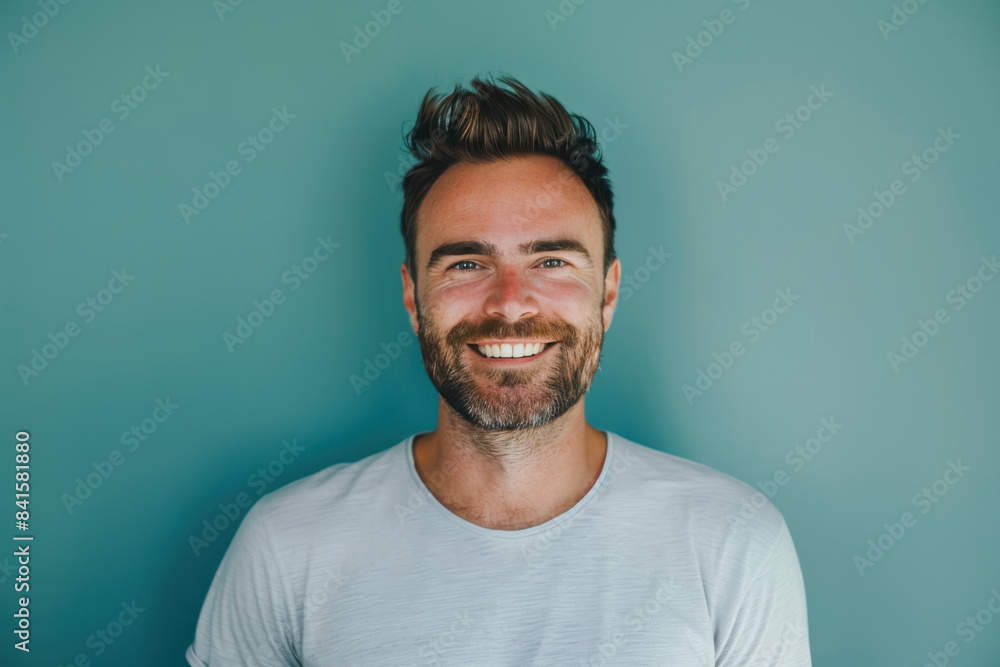 A close up portrait of a young man with a subtle smile A close up portrait of a young man with a subtle smile