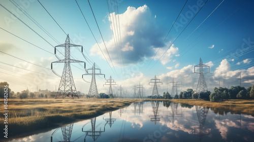 High-Voltage Power Lines: A Panoramic View of Sustainable Energy Technology photo