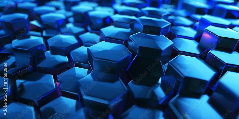 3d render of abstract blue background with hexagon shapes 3d render of abstract blue background with hexagon shapes