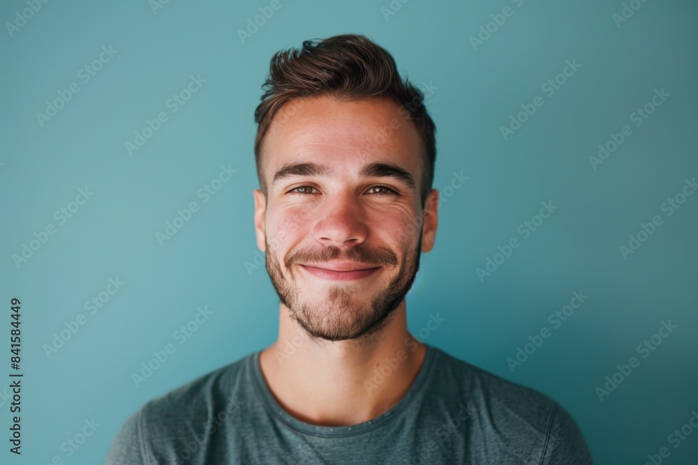 Obraz premium A close up portrait of a young man with a subtle smile