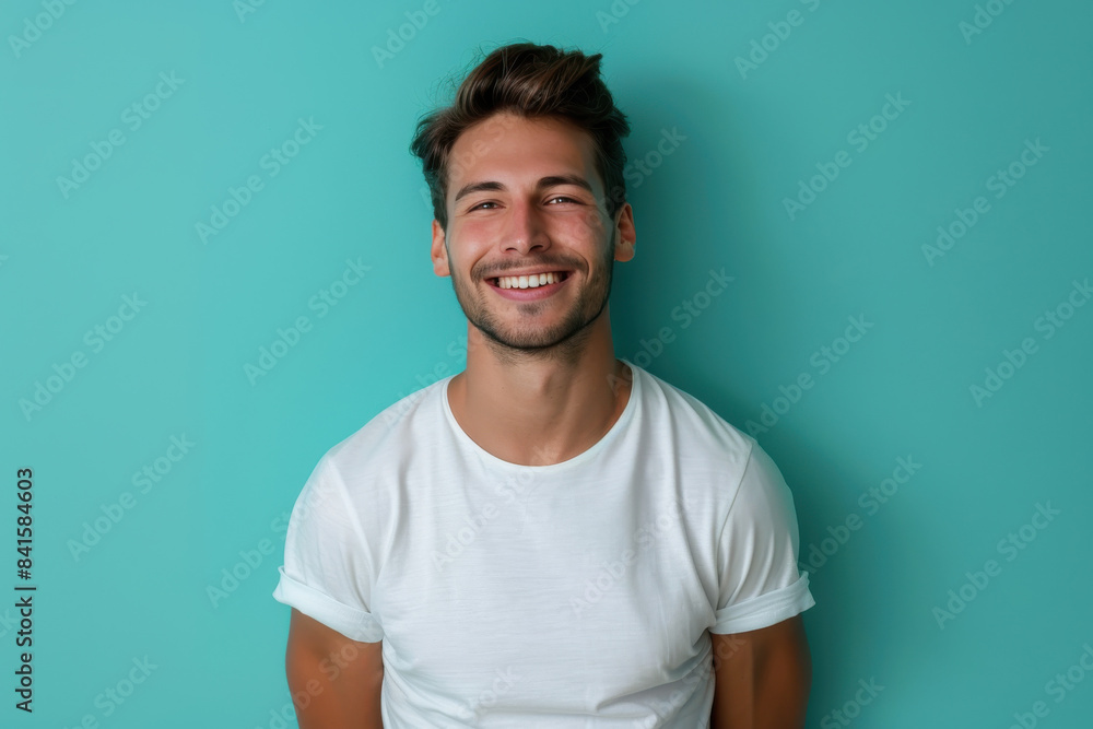 A close up portrait of a young man with a subtle smile A close up portrait of a young man with a subtle smile