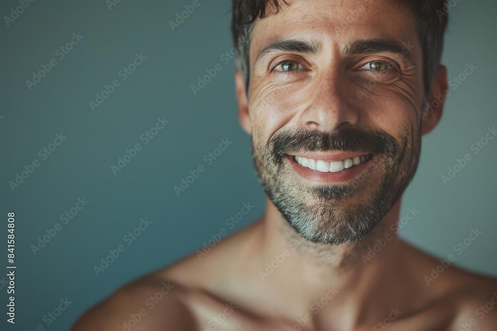Fototapeta premium A close up portrait of a young man with a subtle smile