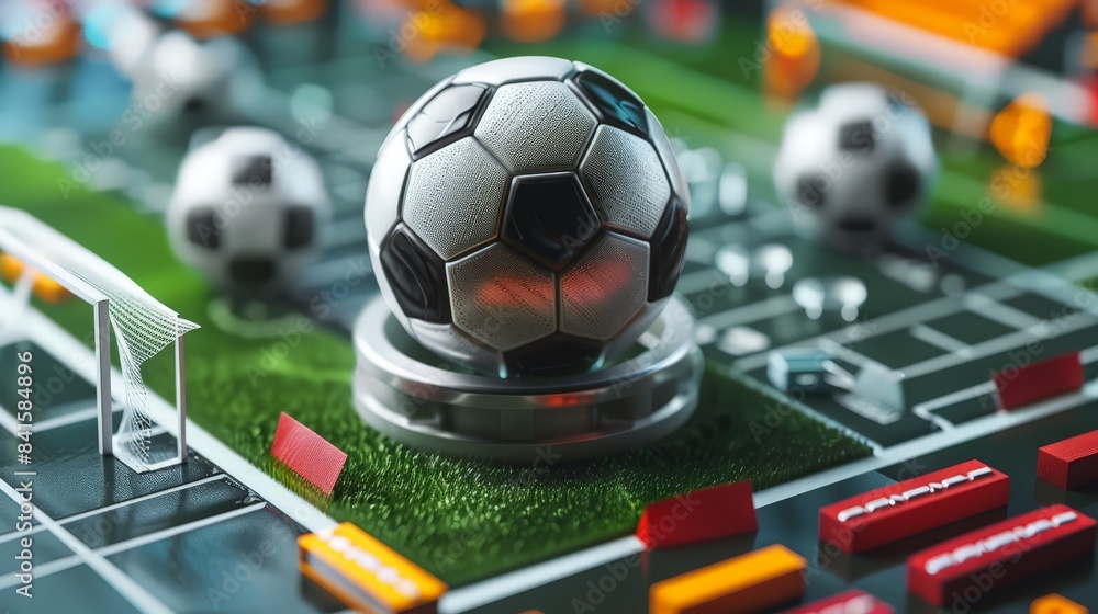 Design a scene of a football tournament bracket with teams advancing through the rounds, representing competition and progress. Design a scene of a football tournament bracket with teams advancing through the rounds, representing competition and progress.