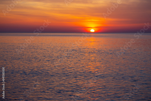 beautiful landscape with sunset on sea