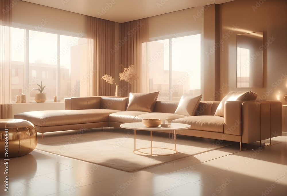 Fototapeta premium Photo modern style conceptual interior room 3d illustration