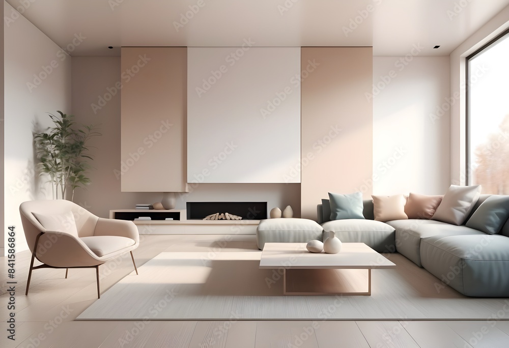 Fototapeta premium Photo modern style conceptual interior room 3d illustration