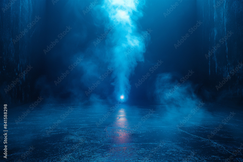 Fototapeta premium A dark empty street, dark blue background, an empty dark scene, ai technology