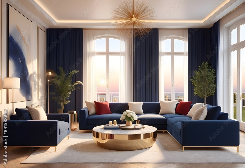 Fototapeta premium Photo modern style conceptual interior room 3d illustration