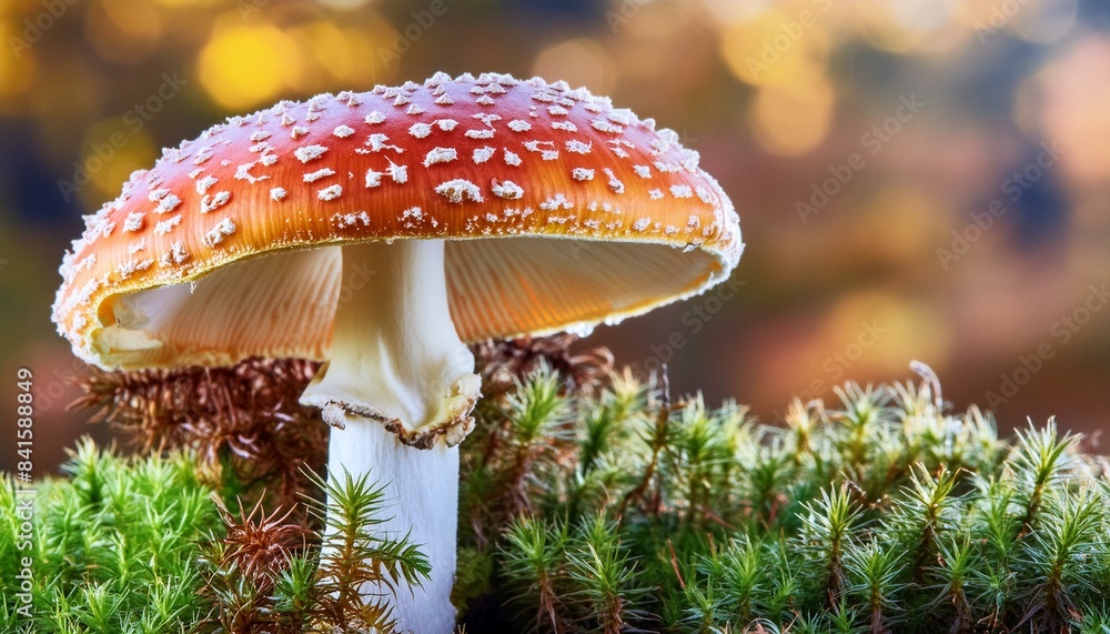 Fototapeta premium Toadstool Vibrant Toadstool Macro: A Close Encounter with Nature's Palette