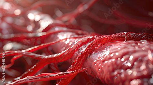 Photorealistic image of arterial blockage with emphasis on texture, natural light, eyelevel shot photo