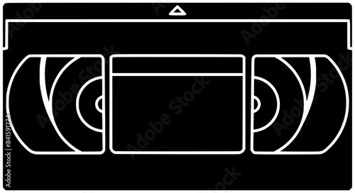 retro illustration movie silhouette vhs logo media icon vcr outline music film tape vintage video cassette classic magnetic videotape shape obsolete casette record for vector graphic background