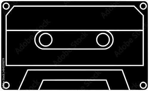 retro illustration movie silhouette vhs logo media icon vcr outline music film tape vintage video cassette classic magnetic videotape shape obsolete casette record for vector graphic background photo