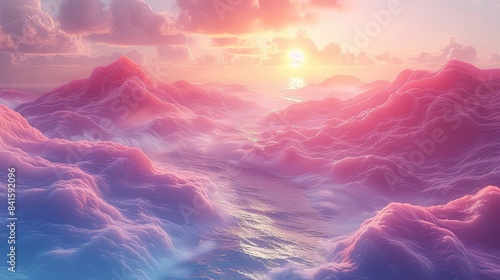 A fusion of pastel pigments delicately interwoven, embodying the soft elegance and subtlety of a dreamlike watercolor landscape. Concept of ethereal pastel colorscapes. Generative Ai photo