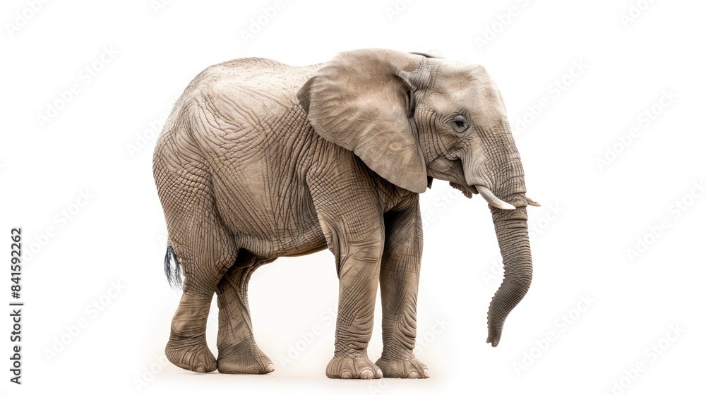 Fototapeta premium Elephant full body clearly photo on white background , 