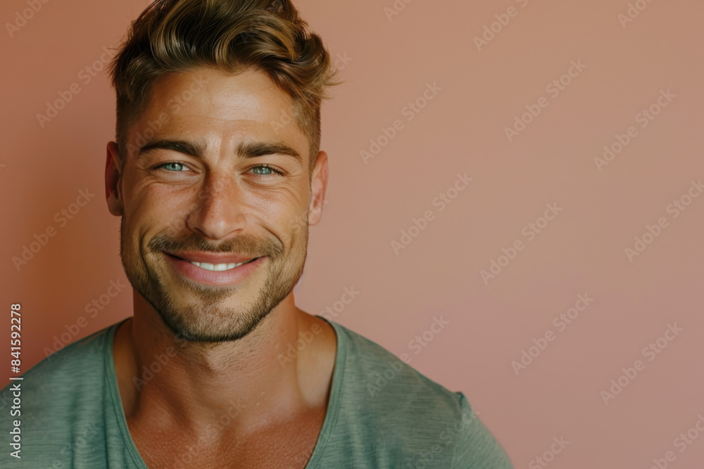 Obraz premium A close up portrait of a young man with a subtle smile