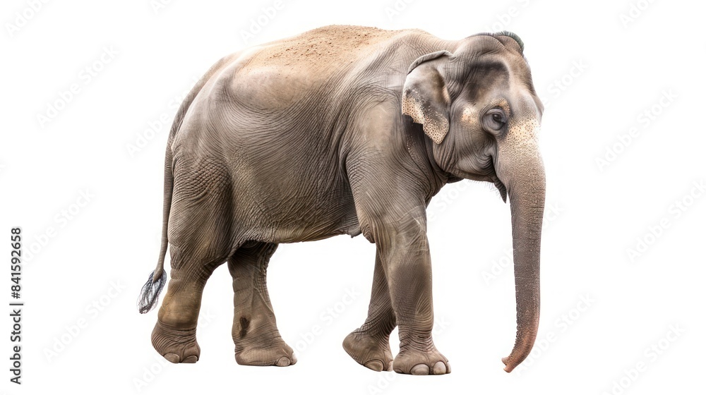 Fototapeta premium Elephant full body clearly photo on white background , 
