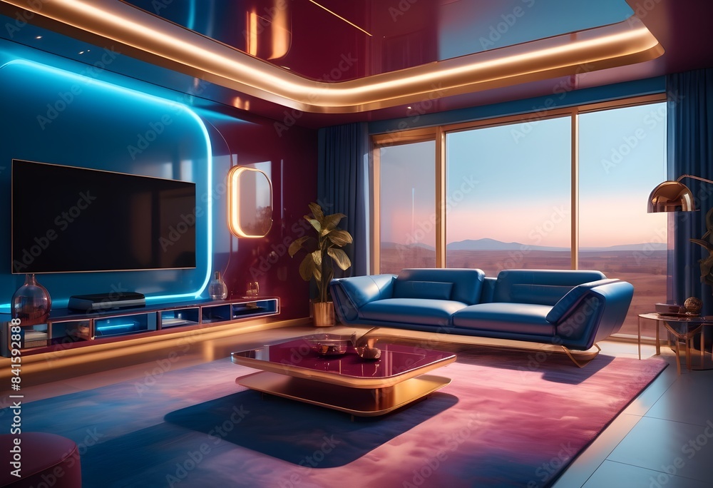 Fototapeta premium Photo modern style conceptual interior room 3d illustration