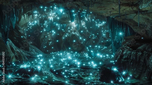 The floor of the cave is dotted with glowing crystals creating a path of shimmering light for adventurers to follow.