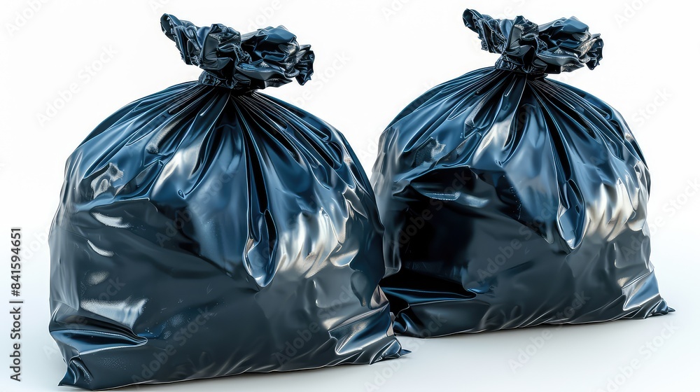 black garbage bag on or white background
