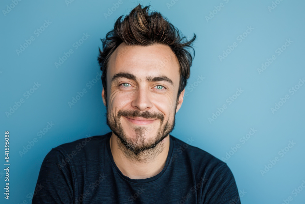A close up portrait of a young man with a subtle smile A close up portrait of a young man with a subtle smile