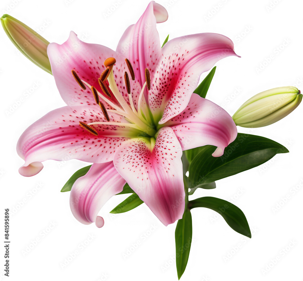 Naklejka premium Vibrant Pink Lily, isolated on transparent