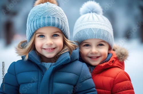 Happy children in winter