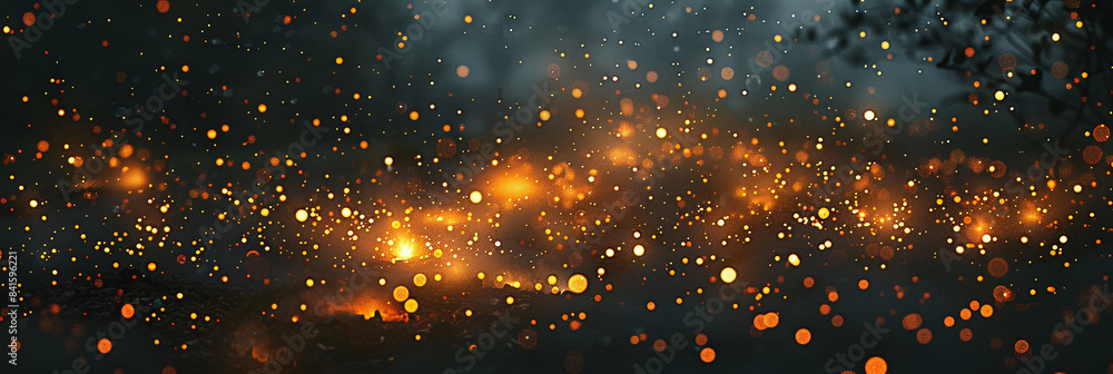 Fototapeta premium Intense fire sparks against a dark sky in a dramatic event. 