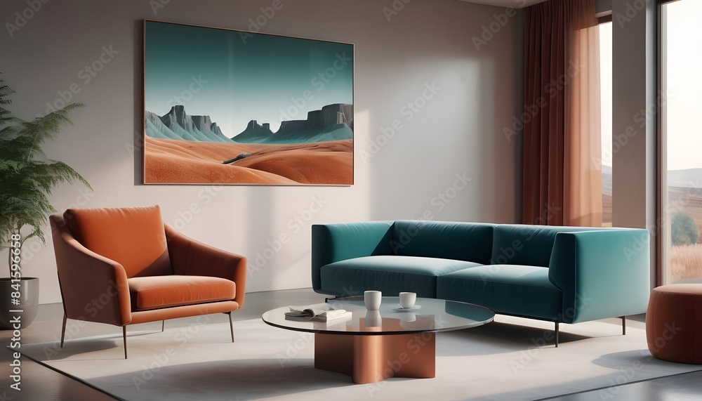 Fototapeta premium Photo modern style conceptual interior room 3d illustration