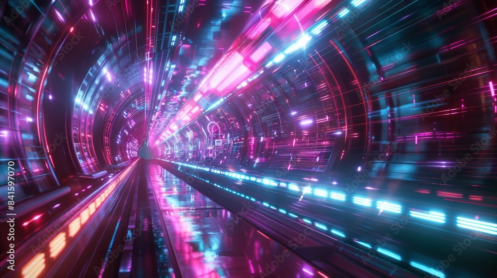 A dynamic scene with LED lights, neon flares, representing future tech. A dynamic scene with LED lights, neon flares, representing future tech.