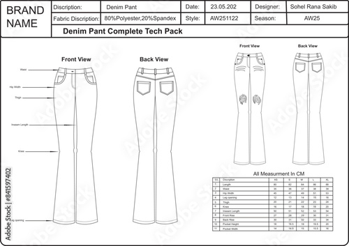 Tech pack illustration for fashion design