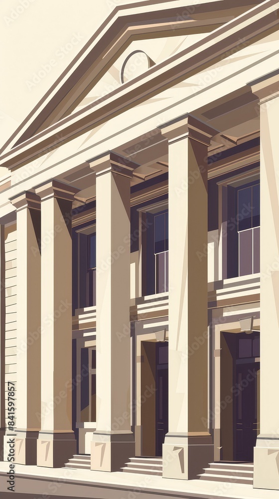 Obraz premium bank building flat design side view theme institution animation Monochromatic Color Scheme
