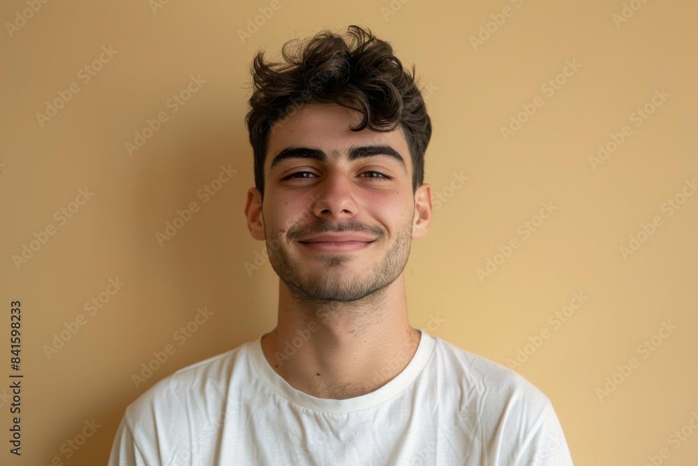 Fototapeta premium A close up portrait of a young man with a subtle smile