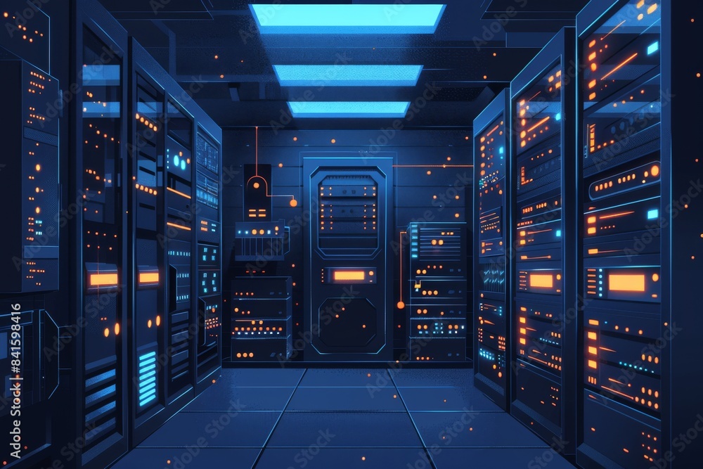 computer servers room at data center. Concept of technology and innovation computer servers room at data center. Concept of technology and innovation