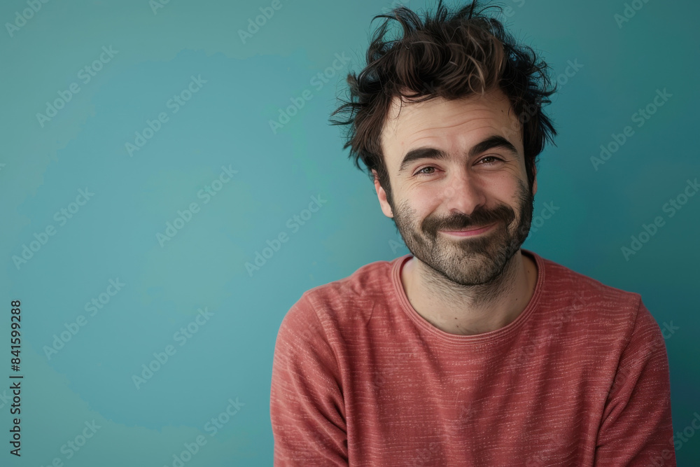 Obraz premium A close up portrait of a young man with a subtle smile